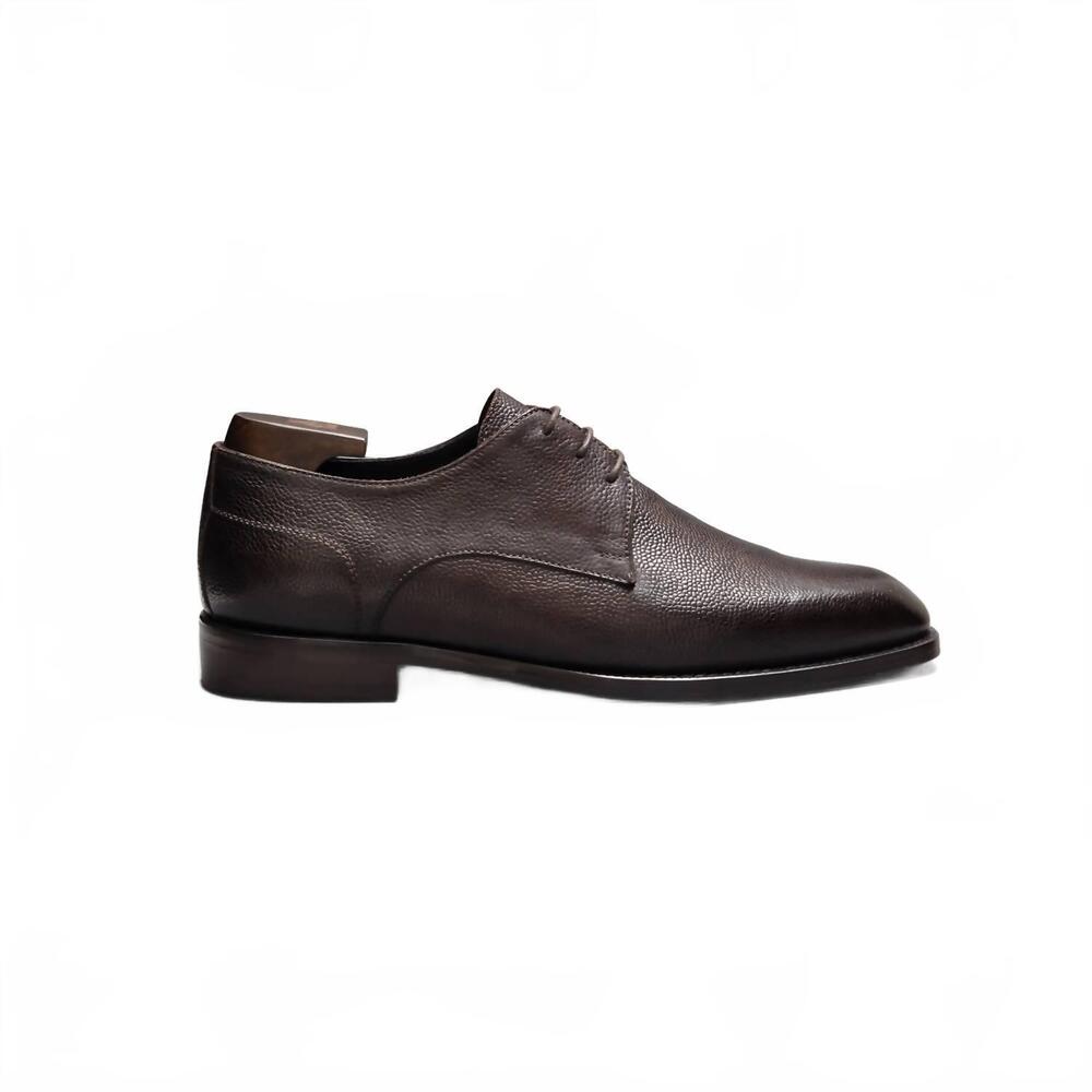 NEW SCARPE DI BIANCO men's cardano pebble grain derby in bitter chocolate